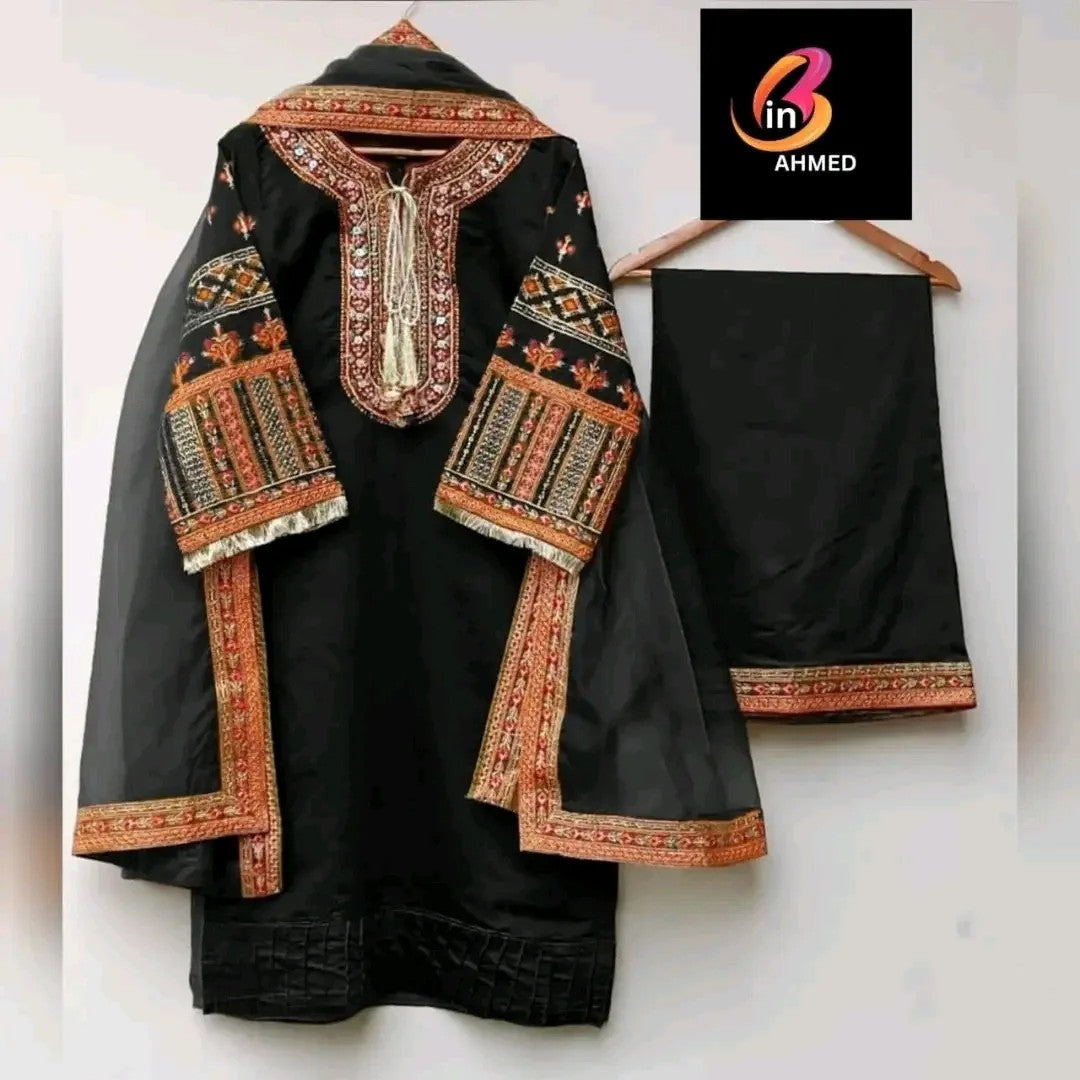 Heavy Embroidery 3Pcs Stich Suit