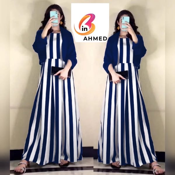 Zebra Printed Maxi With Cotton Seperate Koti 2Pcs Stich