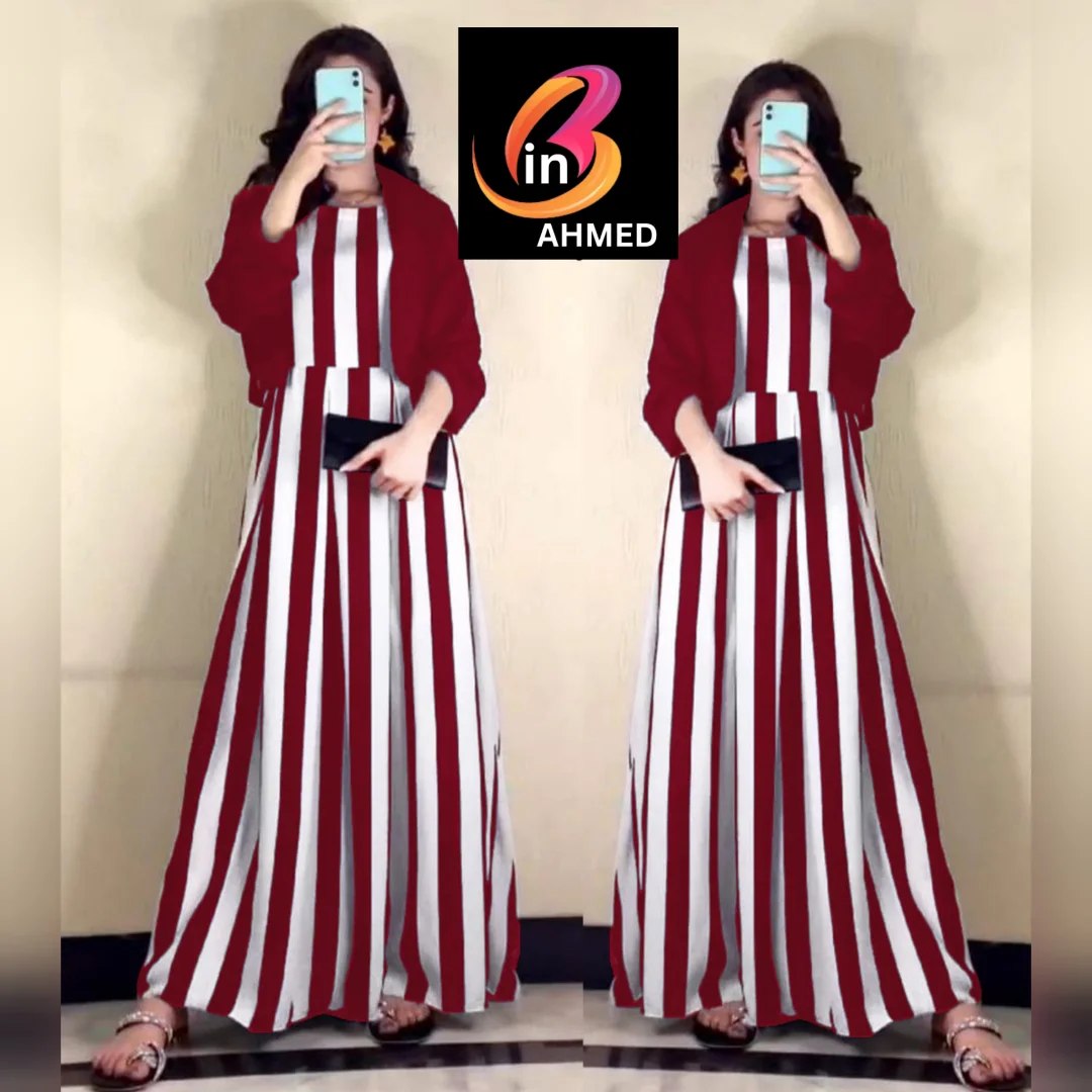 Zebra Printed Maxi With Cotton Seperate Koti 2Pcs Stich