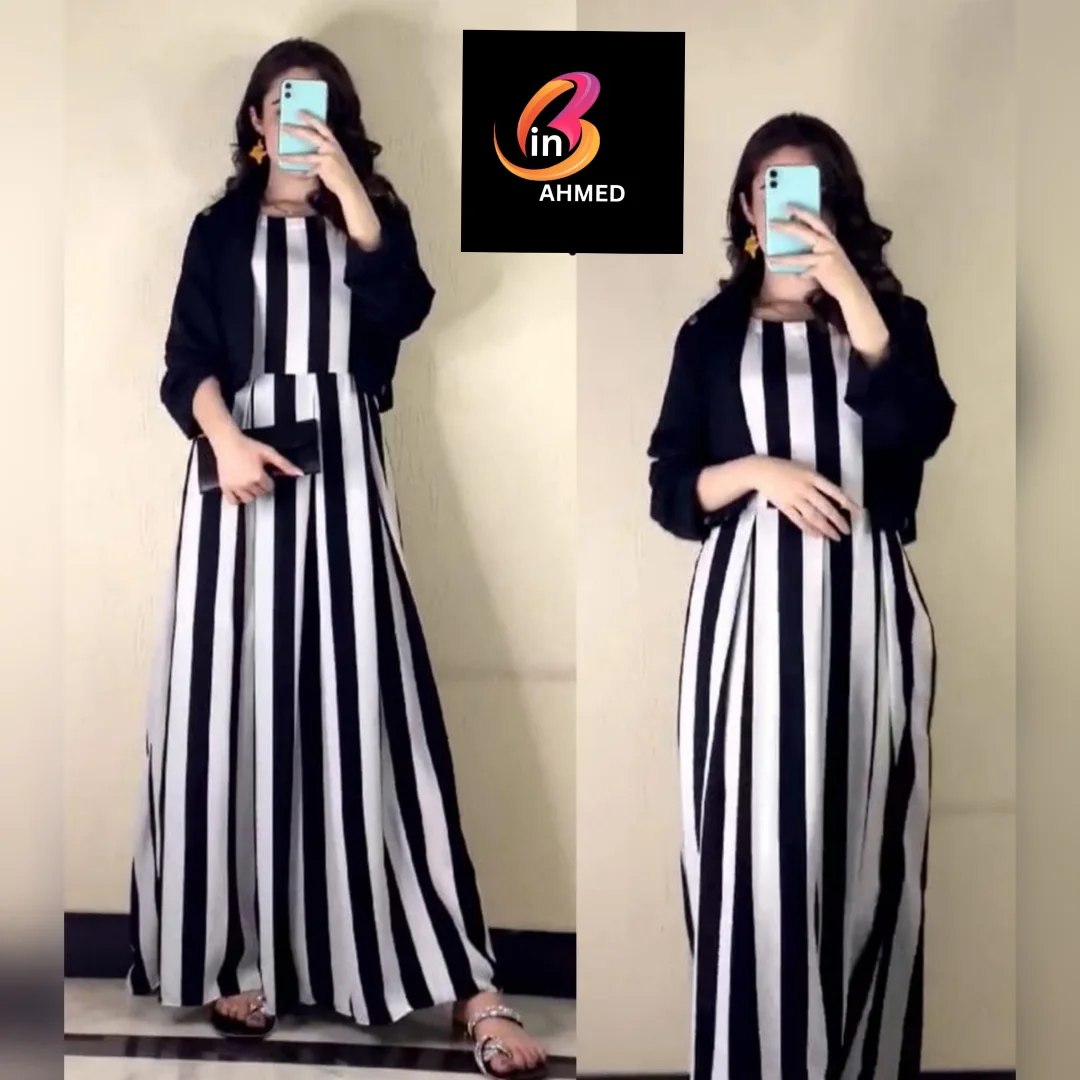 Zebra Printed Maxi With Cotton Seperate Koti 2Pcs Stich