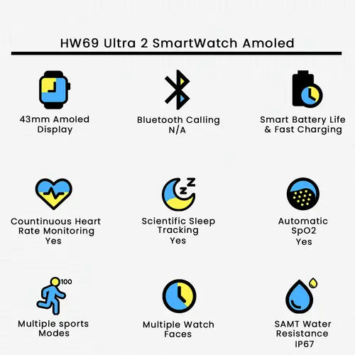 HW69 Ultra 2 SmartWatch (Amoled)